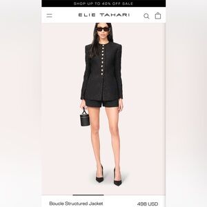 Elie Tahari NWT Boucle Tailored Twill Gold Button Jacket 8 / Current Campaign